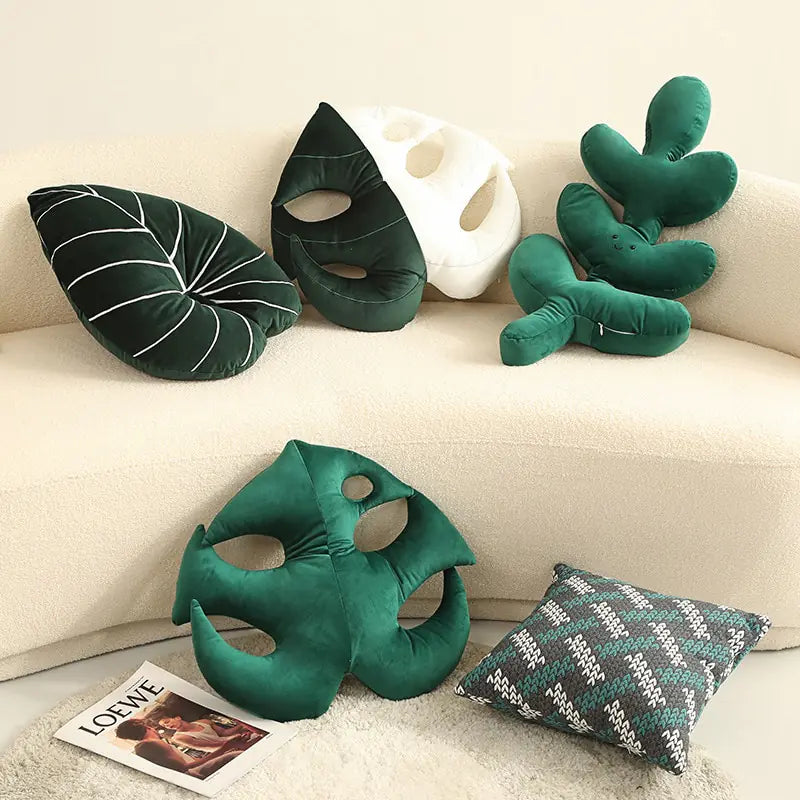 Green Leaf Plush Pillow